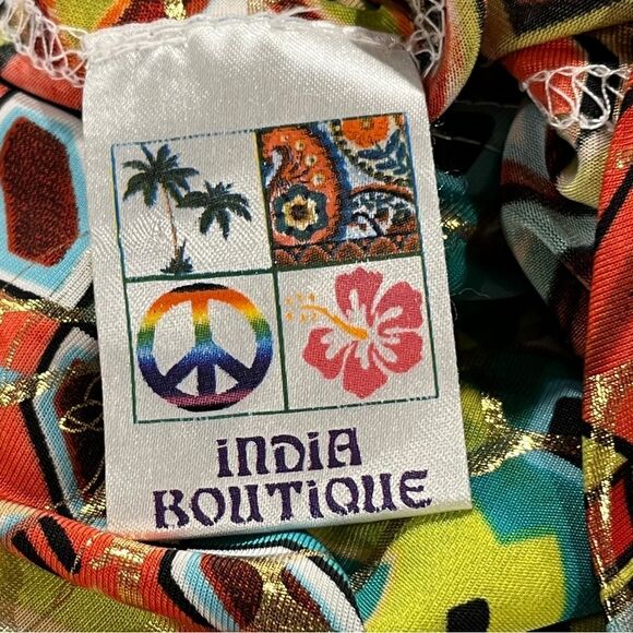 India Boutique Vibrant Multicolor Geometric Print Dress size small - Picture 11 of 13